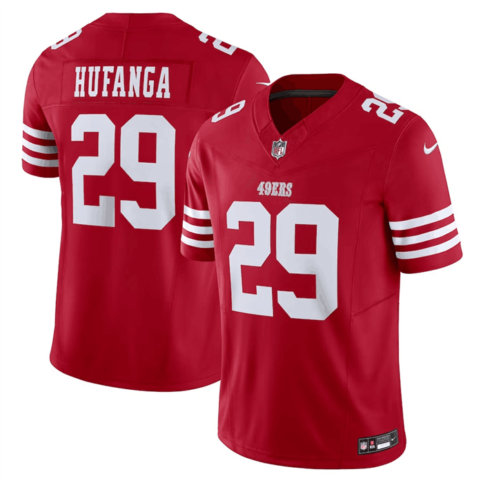 Men's San Francisco 49ers #29 Talanoa Hufanga Red 2023 F.U.S.E. Vapor Untouchable Limited Stitched Football Jersey Men's San Francisco 49ers #29 Talanoa Hufanga Red 2023 F.U.S.E. Vapor Untouchable Limited Stitched Football Jersey