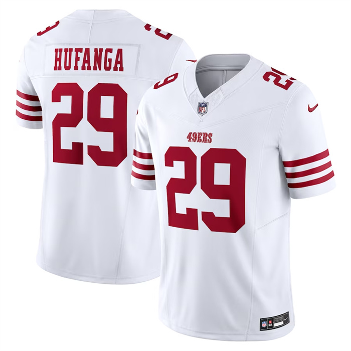 Men's San Francisco 49ers #29 Talanoa Hufanga White 2023 F.U.S.E. Vapor Untouchable Limited Stitched Football Jersey Men's San Francisco 49ers #29 Talanoa Hufanga White 2023 F.U.S.E. Vapor Untouchable Limited Stitched Football Jersey