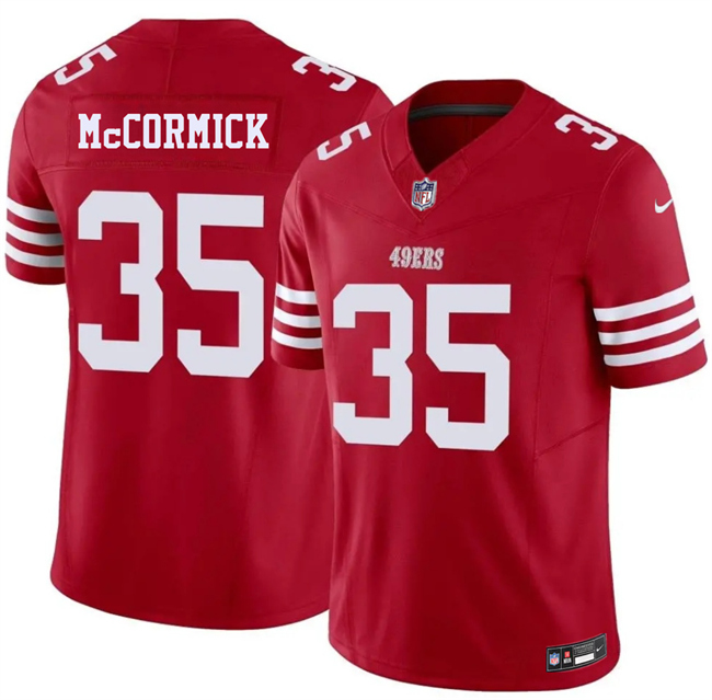 Men's San Francisco 49ers #35 Sincere McCormick Red 2026 F.U.S.E. Vapor Untouchable Limited Stitched Football Jersey Men's San Francisco 49ers #35 Sincere McCormick Red 2026 F.U.S.E. Vapor Untouchable Limited Stitched Football Jersey