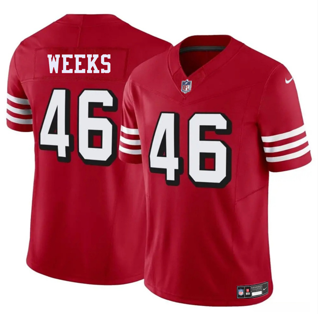Men's San Francisco 49ers #46 Jon Weeks New Red 2025 F.U.S.E. Vapor Untouchable Limited Stitched Football Jersey