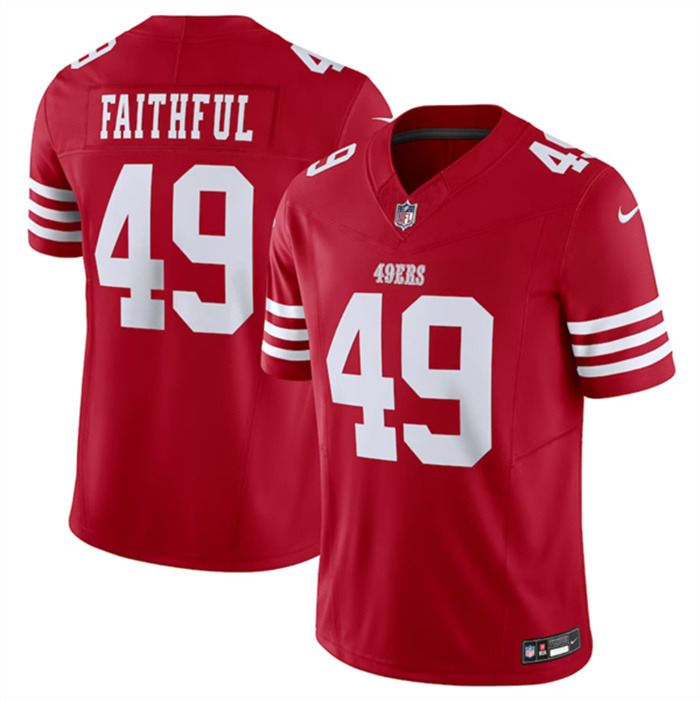 Men's San Francisco 49ers #49 Faithful Red 2023 F.U.S.E. Vapor Untouchable Limited Stitched Football Jersey Men's San Francisco 49ers #49 Faithful Red 2023 F.U.S.E. Vapor Untouchable Limited Stitched Football Jersey