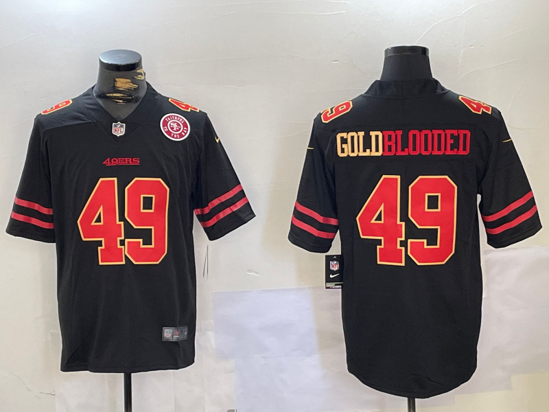 Men's San Francisco 49ers #49 GoldBlooded Black Stitched Jersey