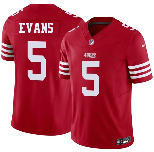Men's San Francisco 49ers #5 Mike Evans Red 2026 F.U.S.E. Vapor Untouchable Limited Stitched Football Jersey Men's San Francisco 49ers #5 Mike Evans Red 2026 F.U.S.E. Vapor Untouchable Limited Stitched Football Jersey