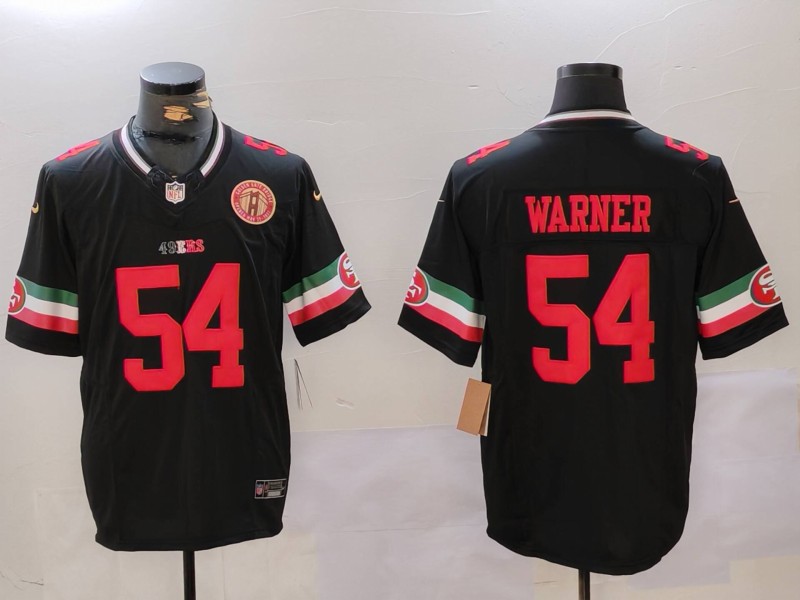 Men's San Francisco 49ers #54 Fred Warner Black F.U.S.E. Mexico With Gate Bridge Patch Vapor Limited Stitched Football Jersey Men's San Francisco 49ers #54 Fred Warner Black F.U.S.E. Mexico With Gate Bridge Patch Vapor Limited Stitched Football Jersey