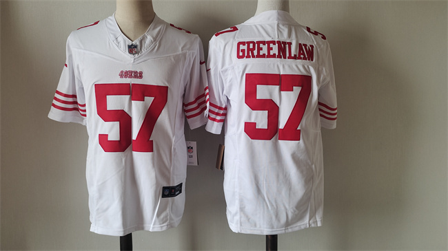 Men's San Francisco 49ers #57 Dre Greenlaw White 2024 F.U.S.E. Vapor Untouchable Limited Stitched Football Jersey Men's San Francisco 49ers #57 Dre Greenlaw White 2024 F.U.S.E. Vapor Untouchable Limited Stitched Football Jersey