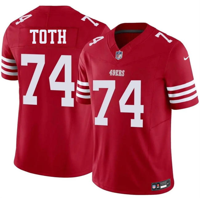 Men's San Francisco 49ers #74 Brett Toth Red 2026 F.U.S.E. Vapor Untouchable Limited Stitched Football Jersey Men's San Francisco 49ers #74 Brett Toth Red 2026 F.U.S.E. Vapor Untouchable Limited Stitched Football Jersey