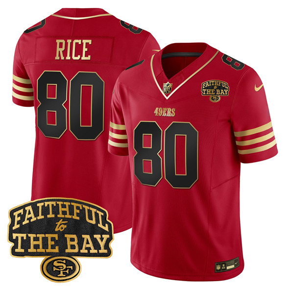 Men's San Francisco 49ers #80 Jerry Rice Red 2025 F.U.S.E. Faithful To The Bay Patch Limited V8 Stitched Football Jersey