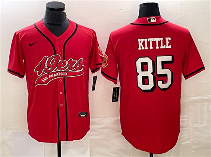 Men's San Francisco 49ers #85 George Kittle New Red Cool Base Stitched Baseball Jersey Men's San Francisco 49ers #85 George Kittle New Red Cool Base Stitched Baseball Jersey