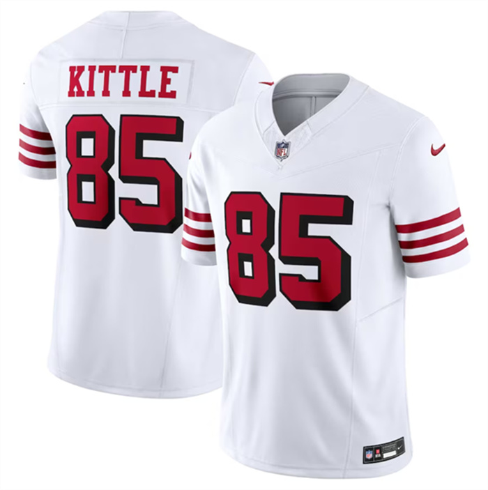 Men's San Francisco 49ers #85 George Kittle New White 2023 F.U.S.E. Vapor Untouchable Limited Stitched Football Jersey Men's San Francisco 49ers #85 George Kittle New White 2023 F.U.S.E. Vapor Untouchable Limited Stitched Football Jersey
