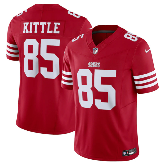 Men's San Francisco 49ers #85 George Kittle Red 2023 F.U.S.E. Vapor Untouchable Limited Stitched Football Jersey Men's San Francisco 49ers #85 George Kittle Red 2023 F.U.S.E. Vapor Untouchable Limited Stitched Football Jersey