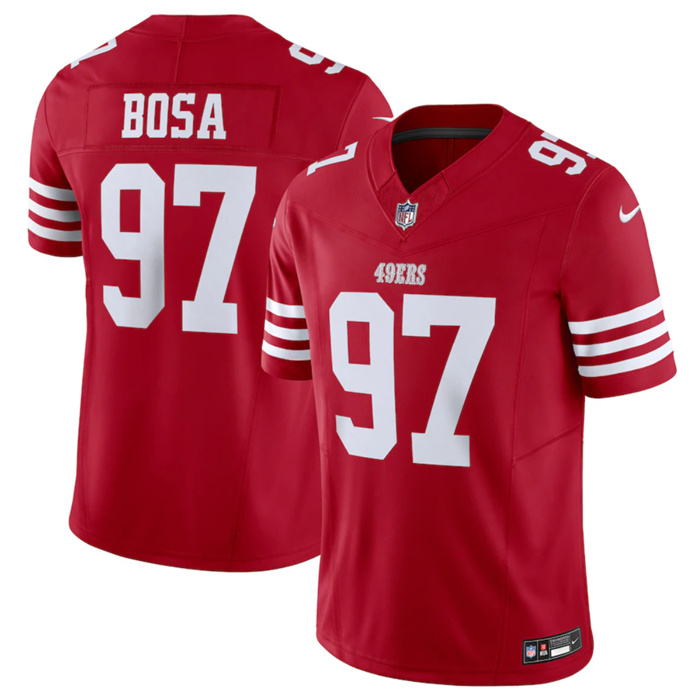 Men's San Francisco 49ers #97 Nick Bosa Red 2023 F.U.S.E. Vapor Untouchable Limited Stitched Football Jersey Men's San Francisco 49ers #97 Nick Bosa Red 2023 F.U.S.E. Vapor Untouchable Limited Stitched Football Jersey