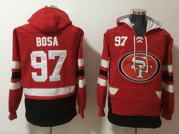 Men's San Francisco 49ers #97 Nick Bosa Red Ageless Must-Have Lace-Up Pullover Hoodie Men's San Francisco 49ers #97 Nick Bosa Red Ageless Must-Have Lace-Up Pullover Hoodie