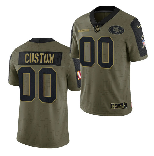 Men's San Francisco 49ers ACTIVE PLAYER Custom 2021 Olive Salute To Service Limited Men's San Francisco 49ers ACTIVE PLAYER Custom 2021 Olive Salute To Service Limited