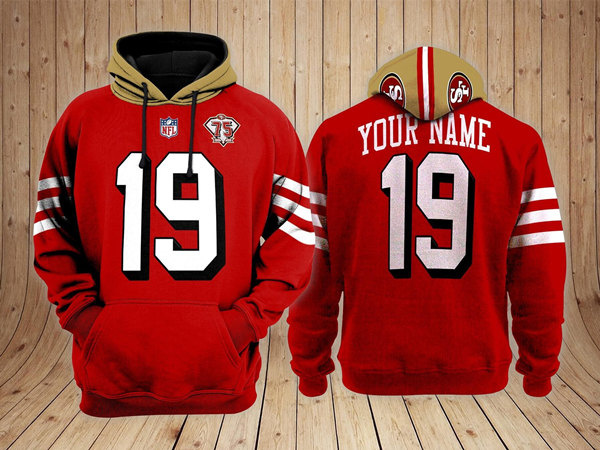 Men's San Francisco 49ers ACTIVE PLAYER Custom Red Performance Pullover Hoodie Men's San Francisco 49ers ACTIVE PLAYER Custom Red Performance Pullover Hoodie