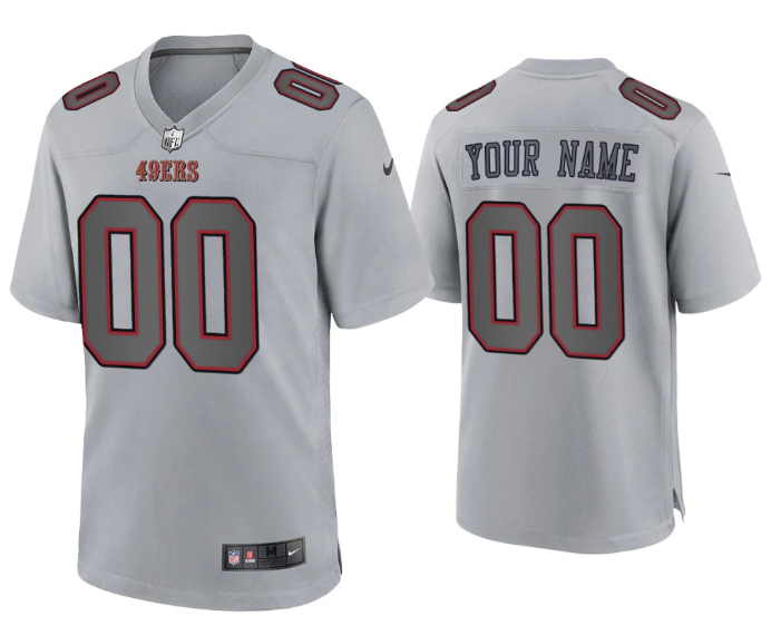 Men's San Francisco 49ers Active Player Custom Grey Atmosphere Fashion Stitched Game Jersey Men's San Francisco 49ers Active Player Custom Grey Atmosphere Fashion Stitched Game Jersey