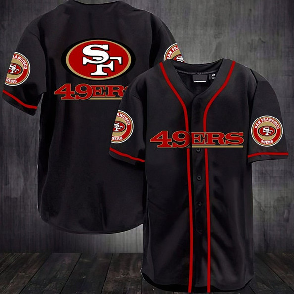 Men's San Francisco 49ers Black Baseball Stitched Jersey Shirt Men's San Francisco 49ers Black Baseball Stitched Jersey Shirt