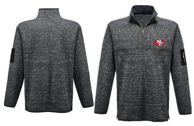 Men's San Francisco 49ers Blank Antigua Gray Fortune Sweater Knit Microfleece Quarter-Zip Pullover Gray Jacket Men's San Francisco 49ers Blank Antigua Gray Fortune Sweater Knit Microfleece Quarter-Zip Pullover Gray Jacket