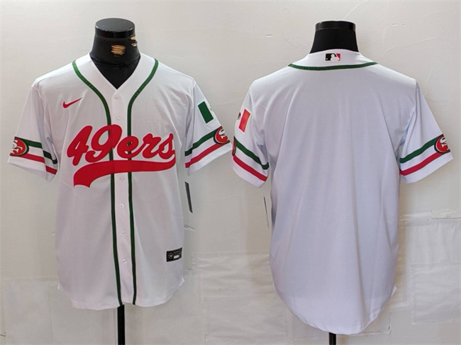 Men's San Francisco 49ers Blank White With Patch Cool Base Stitched Baseball Jersey1
