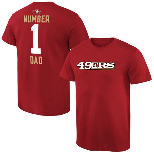 Men's San Francisco 49ers Pro Line College Number 1 Dad T-Shirt Red Men's San Francisco 49ers Pro Line College Number 1 Dad T-Shirt Red