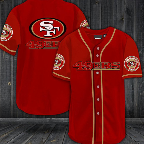Men's San Francisco 49ers Red Baseball Stitched Jersey Shirt Men's San Francisco 49ers Red Baseball Stitched Jersey Shirt