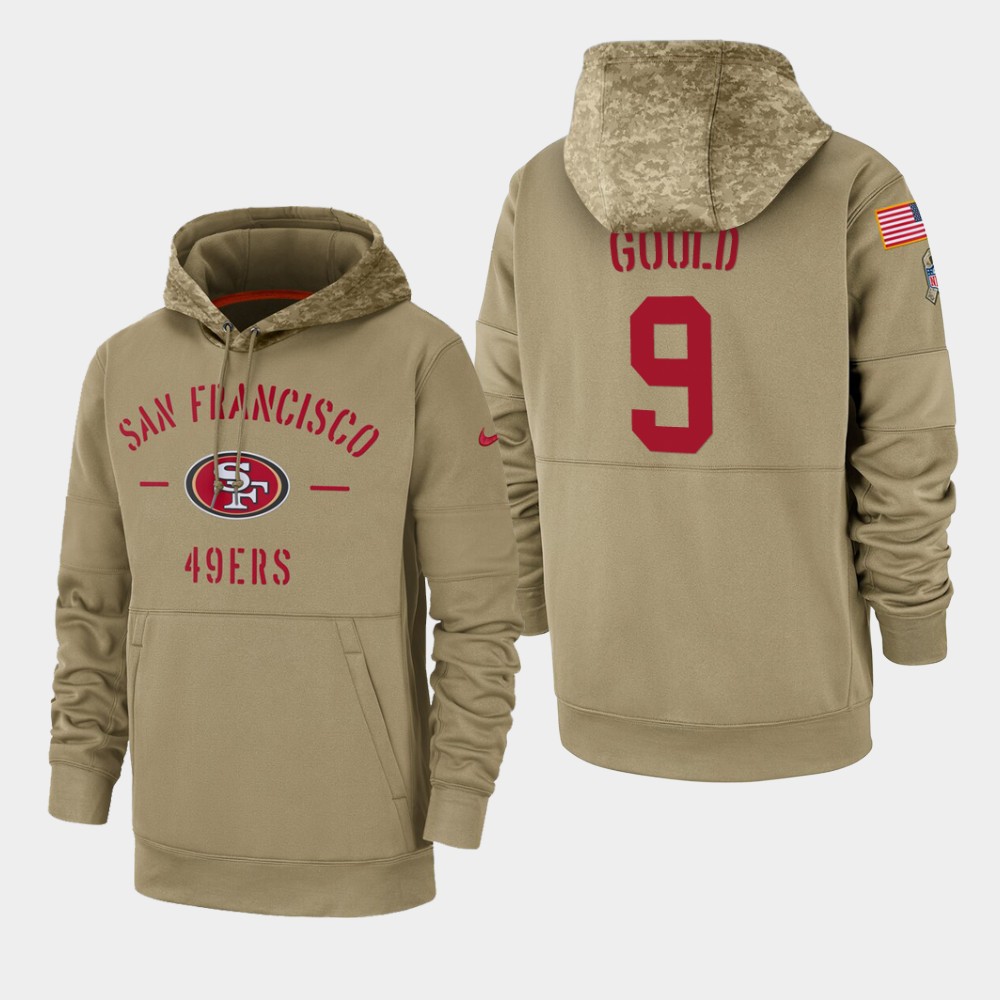 Men's San Francisco 49ers Robbie Gould 2019 Salute to Service Sideline Therma Pullover Hoodie - Tan Men's San Francisco 49ers Robbie Gould 2019 Salute to Service Sideline Therma Pullover Hoodie - Tan