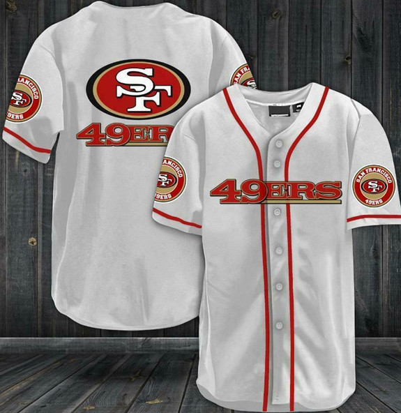 Men's San Francisco 49ers White Baseball Stitched Jersey Shirt Men's San Francisco 49ers White Baseball Stitched Jersey Shirt