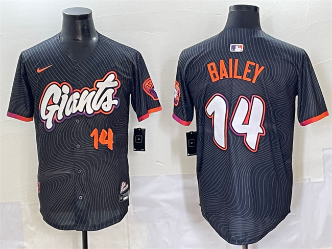 Men's San Francisco Giants #14 Patrick Bailey Anthracite 2025 City Connect Limited Stitched Baseball Jersey Men's San Francisco Giants #14 Patrick Bailey Anthracite 2025 City Connect Limited Stitched Baseball Jersey