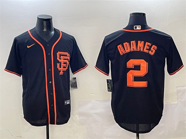 Men's San Francisco Giants #2 Willy Adames Black Cool Base Stitched Baseball Jersey Men's San Francisco Giants #2 Willy Adames Black Cool Base Stitched Baseball Jersey