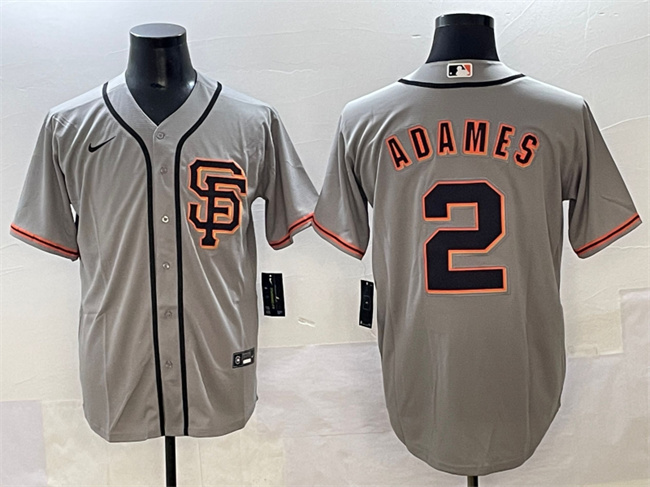 Men's San Francisco Giants #2 Willy Adames Grey Cool Base Stitched Baseball Jersey Men's San Francisco Giants #2 Willy Adames Grey Cool Base Stitched Baseball Jersey