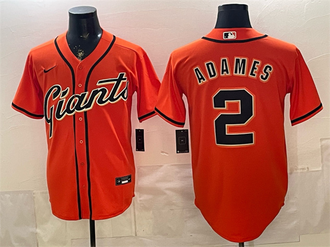 Men's San Francisco Giants #2 Willy Adames Orange Cool Base Stitched Baseball Jersey Men's San Francisco Giants #2 Willy Adames Orange Cool Base Stitched Baseball Jersey