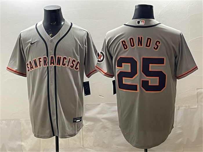 Men's San Francisco Giants #25 Barry Bonds Grey Cool Base Stitched Baseball Jersey Men's San Francisco Giants #25 Barry Bonds Grey Cool Base Stitched Baseball Jersey