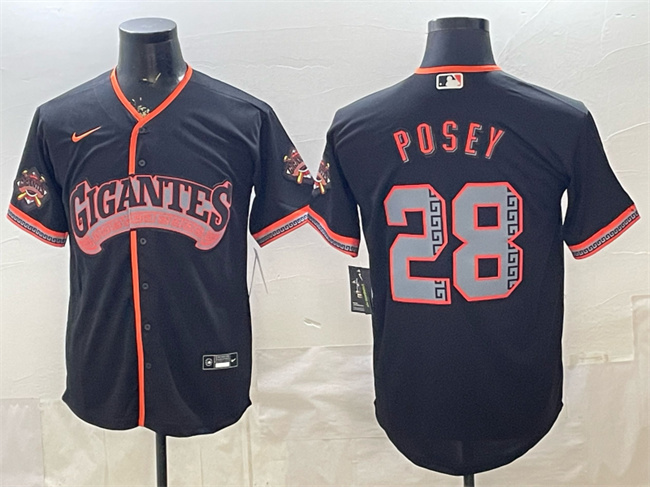 Men's San Francisco Giants #28 Buster Posey Black 2026 Alternate Stadium Stitched Baseball Jersey Men's San Francisco Giants #28 Buster Posey Black 2026 Alternate Stadium Stitched Baseball Jersey