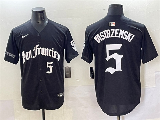 Men's San Francisco Giants #5 Mike Yastrzemski Black 'Gothic Fog Edition' Vapor Premier Limited Stitched Baseball Jersey Men's San Francisco Giants #5 Mike Yastrzemski Black 'Gothic Fog Edition' Vapor Premier Limited Stitched Baseball Jersey