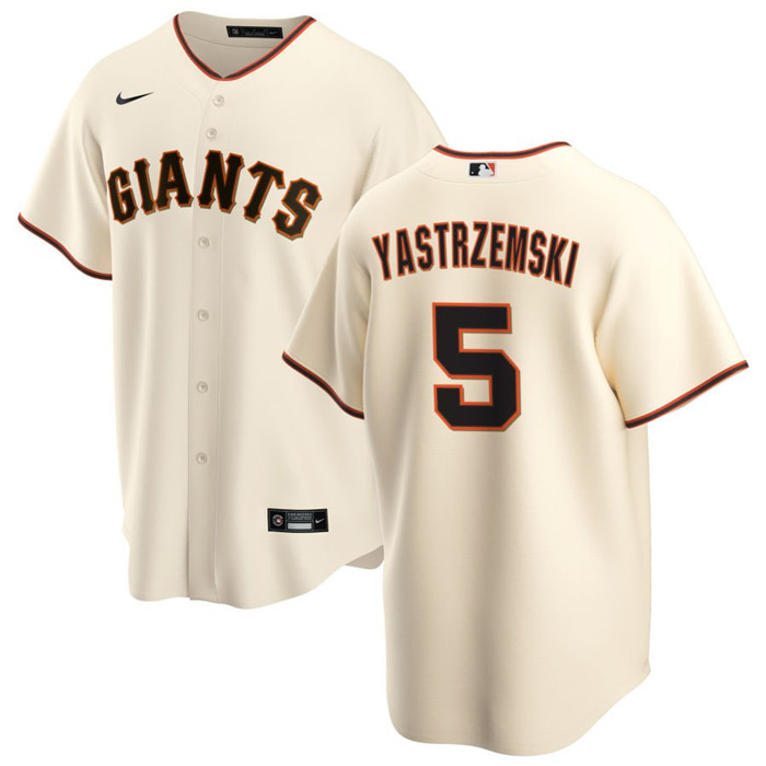 Men's San Francisco Giants #5 Mike Yastrzemski Cream Cool Base Stitched Jersey Men's San Francisco Giants #5 Mike Yastrzemski Cream Cool Base Stitched Jersey