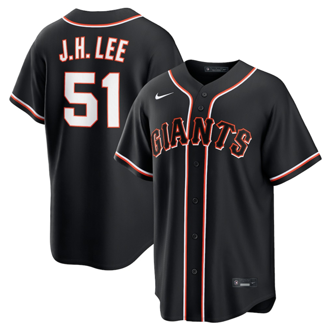 Men's San Francisco Giants #51 Jung Hoo Lee 2026 Fashion Replica Black Out Stitched Baseball Jersey Men's San Francisco Giants #51 Jung Hoo Lee 2026 Fashion Replica Black Out Stitched Baseball Jersey