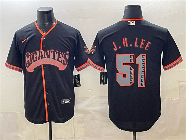 Men's San Francisco Giants #51 Jung Hoo Lee Black 2026 Alternate Stadium Stitched Baseball Jersey Men's San Francisco Giants #51 Jung Hoo Lee Black 2026 Alternate Stadium Stitched Baseball Jersey