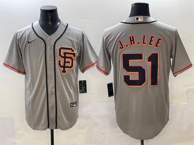 Men's San Francisco Giants #51 Jung Hoo Lee Grey Cool Base Stitched Baseball Jersey Men's San Francisco Giants #51 Jung Hoo Lee Grey Cool Base Stitched Baseball Jersey
