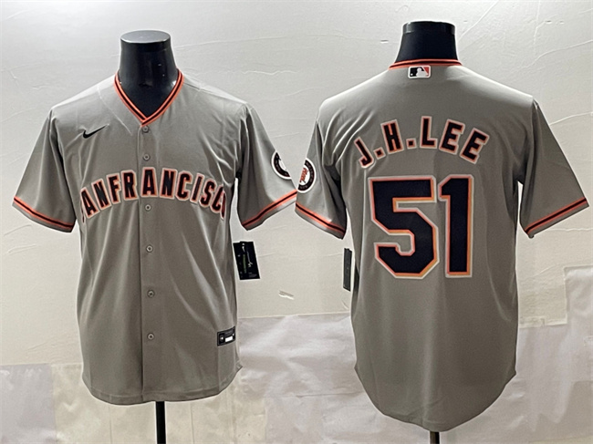 Men's San Francisco Giants #51 Jung Hoo Lee Grey Cool Base Stitched Baseball Jersey Men's San Francisco Giants #51 Jung Hoo Lee Grey Cool Base Stitched Baseball Jersey