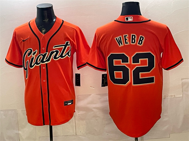 Men's San Francisco Giants #62 Logan Webb Orange Cool Base Stitched Baseball Jersey Men's San Francisco Giants #62 Logan Webb Orange Cool Base Stitched Baseball Jersey