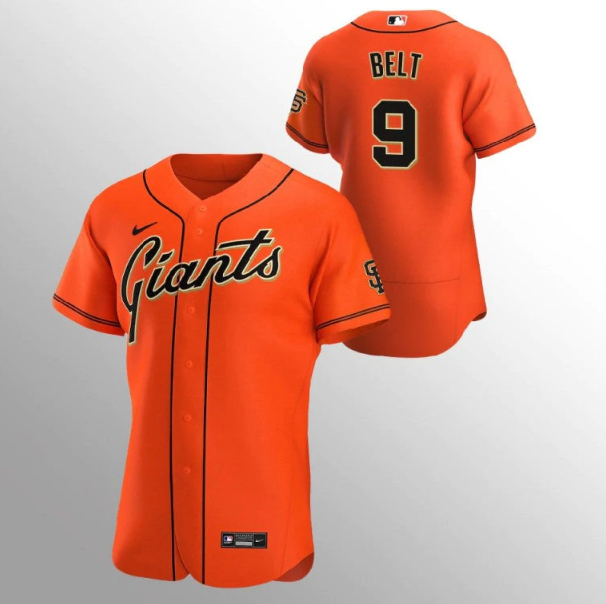 Men's San Francisco Giants #9 Brandon Belt Orange Flex Base Stitched Jersey Men's San Francisco Giants #9 Brandon Belt Orange Flex Base Stitched Jersey