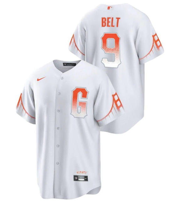 Men's San Francisco Giants #9 Brandon Belt White City Connect Cool Base Stitched Jersey Men's San Francisco Giants #9 Brandon Belt White City Connect Cool Base Stitched Jersey
