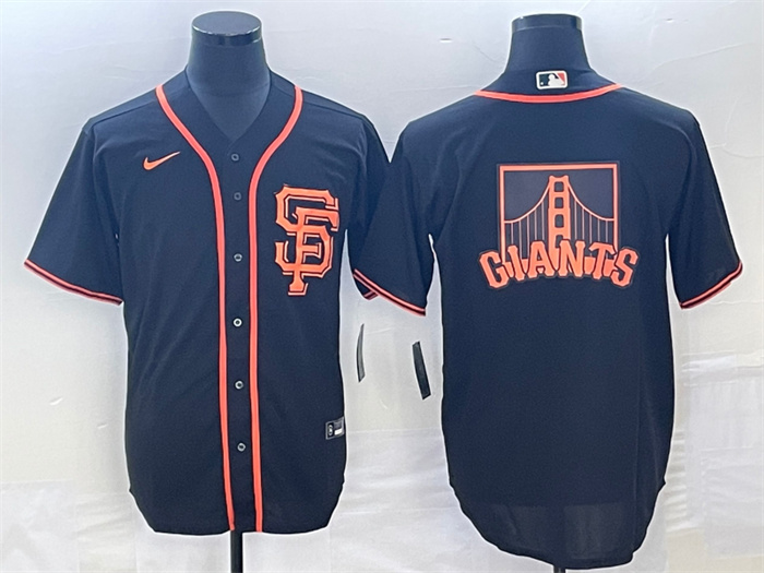 Men's San Francisco Giants Black Team Big Logo Cool Base Stitched Baseball Jersey Men's San Francisco Giants Black Team Big Logo Cool Base Stitched Baseball Jersey