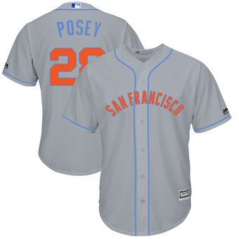 Men's San Francisco Giants Buster Posey Majestic Gray Father's Day Cool Base Replica Jersey