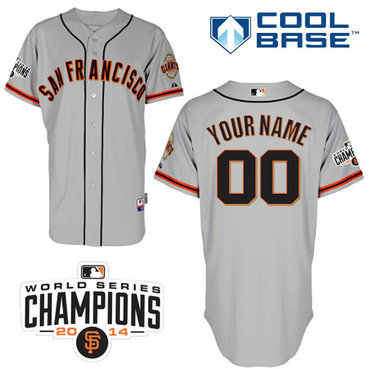 Men's San Francisco Giants Customized 2014 World Series Champion Patch Gray Jersey Men's San Francisco Giants Customized 2014 World Series Champion Patch Gray Jersey