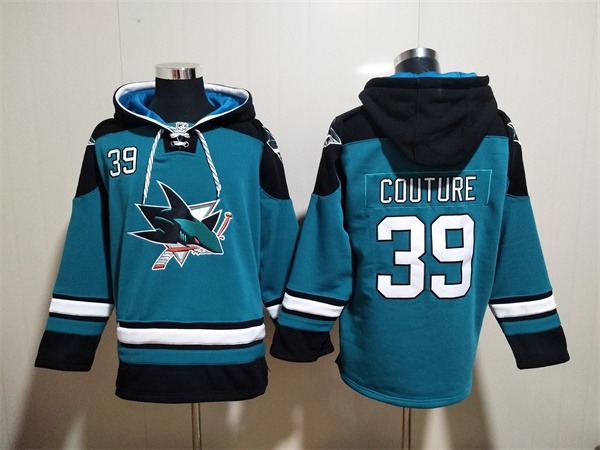 Men's San Jose Sharks #39 Logan Couture Teal Ageless Must-Have Lace-Up Pullover Hoodie Men's San Jose Sharks #39 Logan Couture Teal Ageless Must-Have Lace-Up Pullover Hoodie