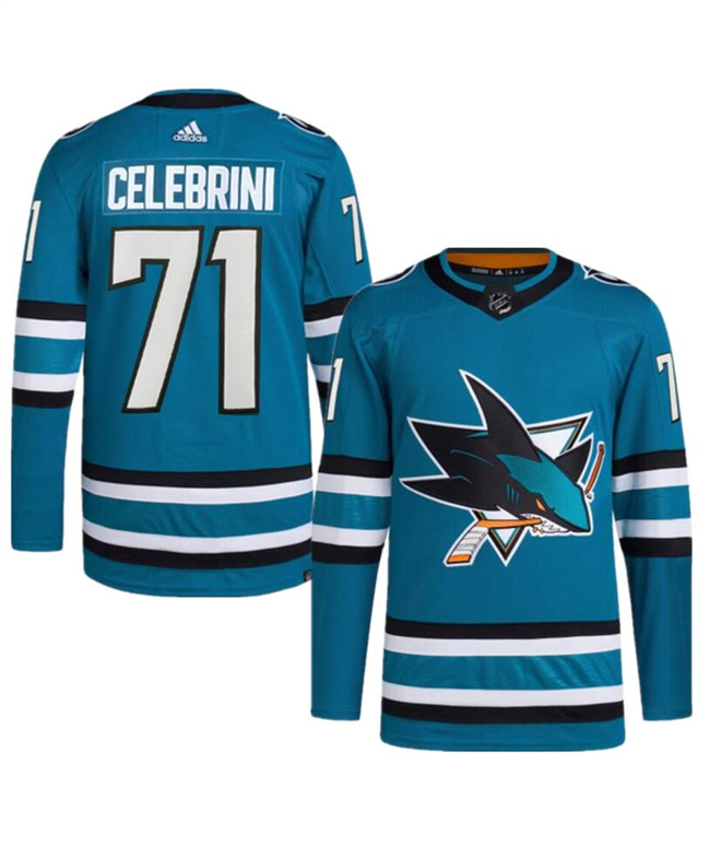 Men's San Jose Sharks #71 Macklin Celebrini Teal 2024 Draft Stitched Jersey Men's San Jose Sharks #71 Macklin Celebrini Teal 2024 Draft Stitched Jersey