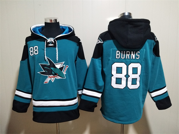 Men's San Jose Sharks #88 Brent Burns Teal Ageless Must-Have Lace-Up Pullover Hoodie Men's San Jose Sharks #88 Brent Burns Teal Ageless Must-Have Lace-Up Pullover Hoodie