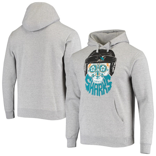 Men's San Jose Sharks Gray Heathered Skull Beard Pullover Hoodie Men's San Jose Sharks Gray Heathered Skull Beard Pullover Hoodie