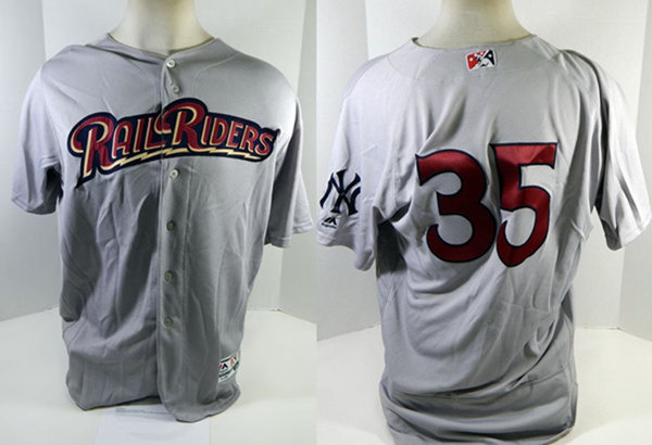 Men's Scranton Wilkes-Barre Railriders ACTIVE PLAYER Custom 2018 Gray Stitched Baseball Jersey Men's Scranton Wilkes-Barre Railriders ACTIVE PLAYER Custom 2018 Gray Stitched Baseball Jersey