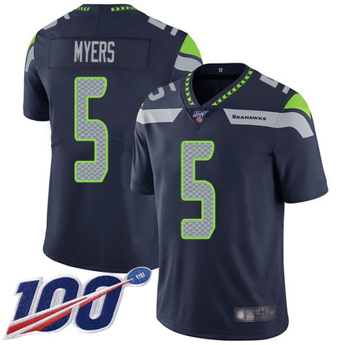 Men's Seahawks #5 Jason Myers Navy Blue Vapor Untouchable Limited Home 100th Season Men's Seahawks #5 Jason Myers Navy Blue Vapor Untouchable Limited Home 100th Season